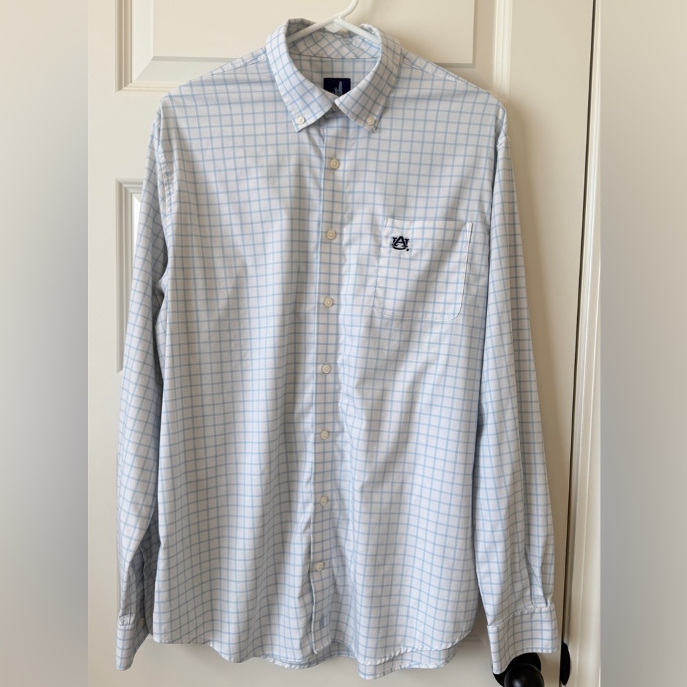 johnnie-O Blue and White Checkered Shirt